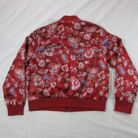 Hooey Women's Floral Print Satin Bomber Full Zip Jacket - Wine Red - Picture 4 of 6